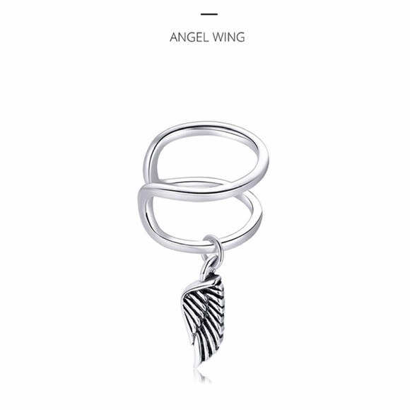 925 Sterling Silver Angel Wing Ear Cuff for Women Men - Picture 8 of 8